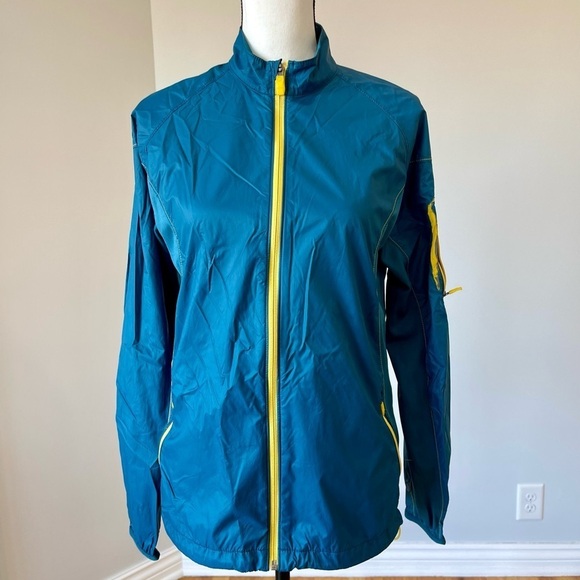Merrell Size Small zippered up the front Wind Breaker jacket teal outdoor rain - Picture 8 of 16